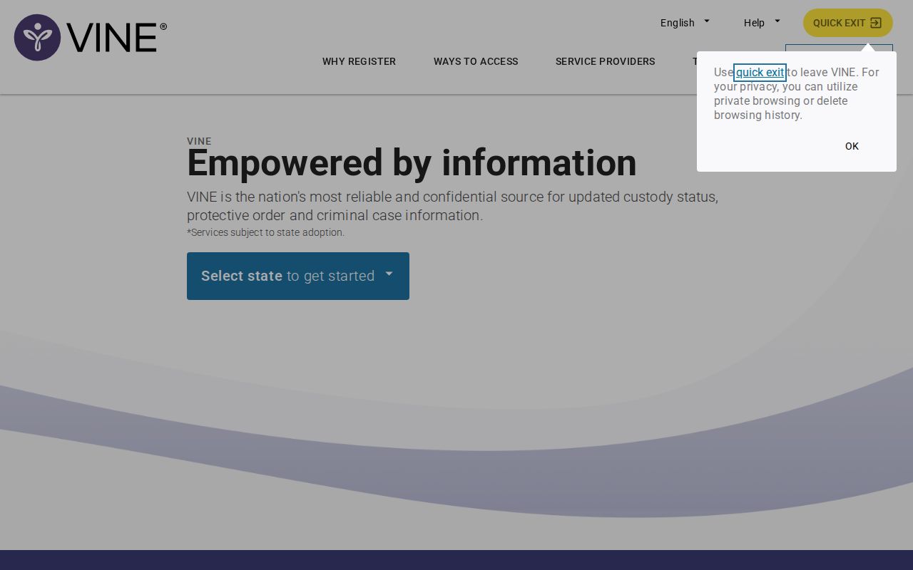 Minnesota VINELink inmate check and Pope County release notification screen